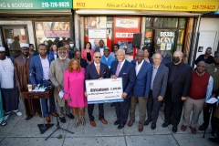 September 28, 2022: State Senators Anthony Williams,  Vincent Hughes and Sharif Street presented a $1.8 million mock check to the African Cultural Alliance of North America (ACANA.) The funding is made possible through the American Rescue Plan Act, and will support the creation of ACANA’s Africatown project.