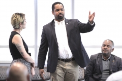 May 19, 2019: Senator Sharif Street attends one of the final stops of Lieutenant Governor John Fetterman’s listening tour on the legalization of marijuana in Philadelphia.