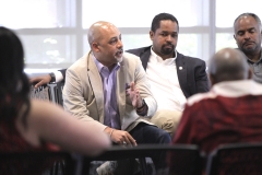 May 19, 2019: Senator Sharif Street attends one of the final stops of Lieutenant Governor John Fetterman’s listening tour on the legalization of marijuana in Philadelphia.