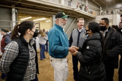 January 14, 2022: Senators Sharif Street and Amanda Cappelletti participate in the 2022 Celebrity Cow Milking Contest.