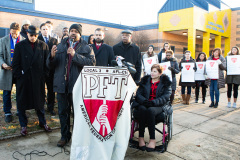 January 8, 2020: Senate Democrats stood at sunrise today with House colleagues, parents, teachers and city officials outside Carnell Elementary School to decry the continued contamination of Philadelphia schools and demand at least $170 million from the state’s Rainy Day Fund to remediate toxic schools. Carnell has been closed since mid-December due to asbestos contamination.