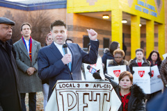 January 8, 2020: Senate Democrats stood at sunrise today with House colleagues, parents, teachers and city officials outside Carnell Elementary School to decry the continued contamination of Philadelphia schools and demand at least $170 million from the state’s Rainy Day Fund to remediate toxic schools. Carnell has been closed since mid-December due to asbestos contamination.