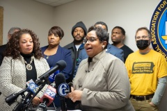 December 14, 2021: Hours after bullets tore through windows and furniture of his Germantown Avenue District Office and the neighboring Philadelphia Chapter of the NAACP, Sen. Street held a news conference at NAACP office last night to discuss gun violence and the need for further investment in prevention programs.