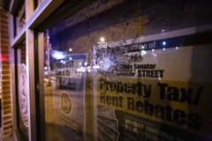 December 14, 2021: Hours after bullets tore through windows and furniture of his Germantown Avenue District Office and the neighboring Philadelphia Chapter of the NAACP, Sen. Street held a news conference at NAACP office last night to discuss gun violence and the need for further investment in prevention programs.