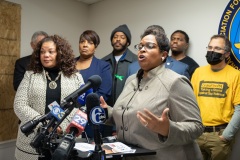 Diciembre 14, 2021: Hours after bullets tore through windows and furniture of his Germantown Avenue District Office and the neighboring Philadelphia Chapter of the NAACP, Sen. Street held a news conference at NAACP office last night to discuss gun violence and the need for further investment in prevention programs.