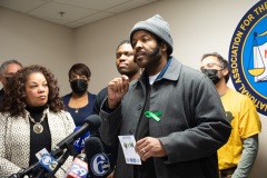 December 14, 2021: Hours after bullets tore through windows and furniture of his Germantown Avenue District Office and the neighboring Philadelphia Chapter of the NAACP, Sen. Street held a news conference at NAACP office last night to discuss gun violence and the need for further investment in prevention programs.