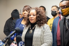 December 14, 2021: Hours after bullets tore through windows and furniture of his Germantown Avenue District Office and the neighboring Philadelphia Chapter of the NAACP, Sen. Street held a news conference at NAACP office last night to discuss gun violence and the need for further investment in prevention programs.