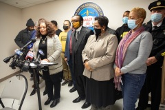 December 14, 2021: Hours after bullets tore through windows and furniture of his Germantown Avenue District Office and the neighboring Philadelphia Chapter of the NAACP, Sen. Street held a news conference at NAACP office last night to discuss gun violence and the need for further investment in prevention programs.