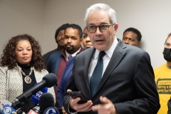 December 14, 2021: Hours after bullets tore through windows and furniture of his Germantown Avenue District Office and the neighboring Philadelphia Chapter of the NAACP, Sen. Street held a news conference at NAACP office last night to discuss gun violence and the need for further investment in prevention programs.