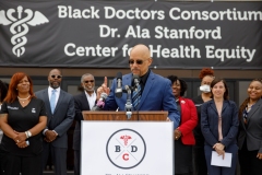 May 16, 2022: Sen. Street joins collogues to announce $13.8 Million in Health Equity Funding. They presented a $2.8 million check to the Pennsylvania School-Based Health Alliance for behavioral health services in school-based health centers and a $1 million check to the Black Doctors Consortium for health programs assistance and continued growth.