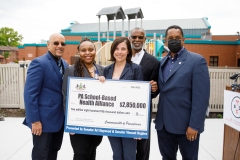 May 16, 2022: Sen. Street joins collogues to announce $13.8 Million in Health Equity Funding. They presented a $2.8 million check to the Pennsylvania School-Based Health Alliance for behavioral health services in school-based health centers and a $1 million check to the Black Doctors Consortium for health programs assistance and continued growth.