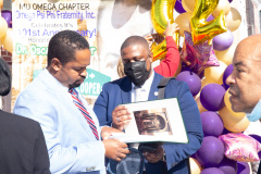 October 2, 2021: Sen. Street hosted a ceremony to unveil a new state historical marker and a street renaming to honor Dr. Oscar James Cooper who cofounded the Omega Psi Phi fraternity at Howard University.  The 101-year old fraternity was the first founded at a historically black college and Dr. Cooper went on to serve as a physician for 50 years at the North Philadelphia site.