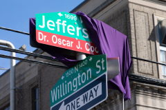 October 2, 2021: Sen. Street hosted a ceremony to unveil a new state historical marker and a street renaming to honor Dr. Oscar James Cooper who cofounded the Omega Psi Phi fraternity at Howard University.  The 101-year old fraternity was the first founded at a historically black college and Dr. Cooper went on to serve as a physician for 50 years at the North Philadelphia site.