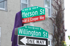 October 2, 2021: Sen. Street hosted a ceremony to unveil a new state historical marker and a street renaming to honor Dr. Oscar James Cooper who cofounded the Omega Psi Phi fraternity at Howard University.  The 101-year old fraternity was the first founded at a historically black college and Dr. Cooper went on to serve as a physician for 50 years at the North Philadelphia site.