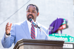 October 2, 2021: Sen. Street hosted a ceremony to unveil a new state historical marker and a street renaming to honor Dr. Oscar James Cooper who cofounded the Omega Psi Phi fraternity at Howard University.  The 101-year old fraternity was the first founded at a historically black college and Dr. Cooper went on to serve as a physician for 50 years at the North Philadelphia site.