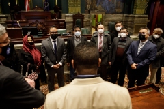 January 25, 2022 – Senator Sharif Street and Senator Tim Kearney honored the Muslim Aid Initiative (MAI), a non-profit organization created by their constituents in response to the COVID-19 pandemic in March 2020, in a recognition ceremony on the PA Senate Floor.