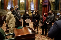 January 25, 2022 – Senator Sharif Street and Senator Tim Kearney honored the Muslim Aid Initiative (MAI), a non-profit organization created by their constituents in response to the COVID-19 pandemic in March 2020, in a recognition ceremony on the PA Senate Floor.