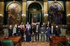 January 25, 2022 – Senator Sharif Street and Senator Tim Kearney honored the Muslim Aid Initiative (MAI), a non-profit organization created by their constituents in response to the COVID-19 pandemic in March 2020, in a recognition ceremony on the PA Senate Floor.