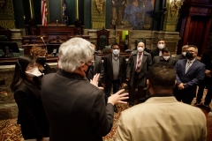 January 25, 2022 – Senator Sharif Street and Senator Tim Kearney honored the Muslim Aid Initiative (MAI), a non-profit organization created by their constituents in response to the COVID-19 pandemic in March 2020, in a recognition ceremony on the PA Senate Floor.