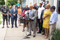 August 19, 2021: Senator Sharif Street joins Senator Vincent Hughes , House Democratic Leader Joanna McClinton, industry professionals and Neil Weaver, deputy secretary at the state Department of Community and Economic Development to announce $20 million in relief funding for image and hair care businesses