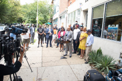 August 19, 2021: Senator Sharif Street joins Senator Vincent Hughes , House Democratic Leader Joanna McClinton, industry professionals and Neil Weaver, deputy secretary at the state Department of Community and Economic Development to announce $20 million in relief funding for image and hair care businesses