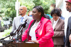 August 19, 2021: Senator Sharif Street joins Senator Vincent Hughes , House Democratic Leader Joanna McClinton, industry professionals and Neil Weaver, deputy secretary at the state Department of Community and Economic Development to announce $20 million in relief funding for image and hair care businesses