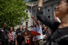 May 8, 2023: Senator Sharif Street hosts a Student March for Gun Safety in Harrisburg. The Forget Me Knot program is based out of Philadelphia and provides job training, mentorship, and educational resources for at-risk youth impacted by things like poverty and abuse.