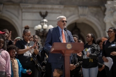 May 8, 2023: Senator Sharif Street hosts a Student March for Gun Safety in Harrisburg. The Forget Me Knot program is based out of Philadelphia and provides job training, mentorship, and educational resources for at-risk youth impacted by things like poverty and abuse.