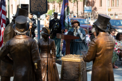 June 15, 2021: Senator Sharif Street speaks at  Toni Morrison Bench Dedication Harrisburg as part of first African American monument