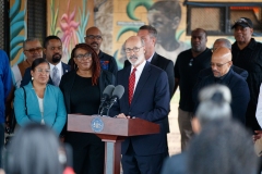 September 7, 2022: Senator Sharif Street joins Gov. Wolf and colleagues to announce an additional $100.5 million to help prevent gun violence in Pennsylvania.