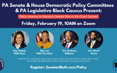 PA Senate & House Democrats Join PA Legislative Black Caucus to Hold Hearing on Racial & Gender Bias in the Courts